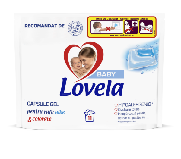 Detergent capsule Lovela Baby, pentru rufe albe & colorate, 11 spălări