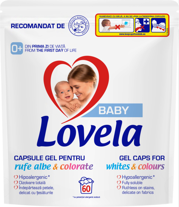 Detergent capsule Lovela Baby, pentru rufe albe & colorate, 60 spălări