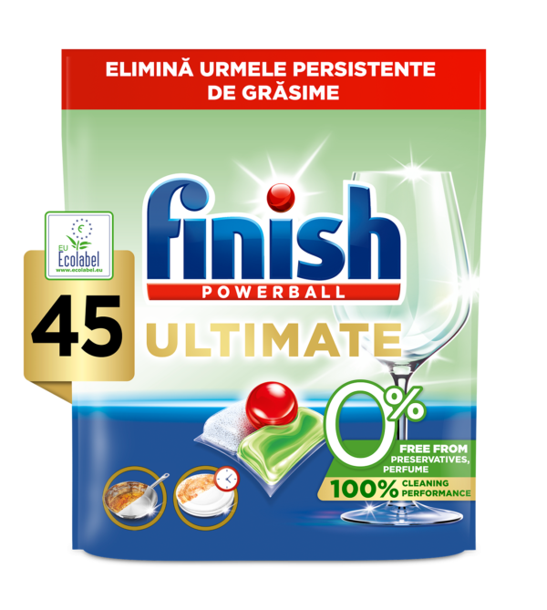 Detergent capsule pentru mașina de spălat vase Finish Ultimate Eco, 45 spălări