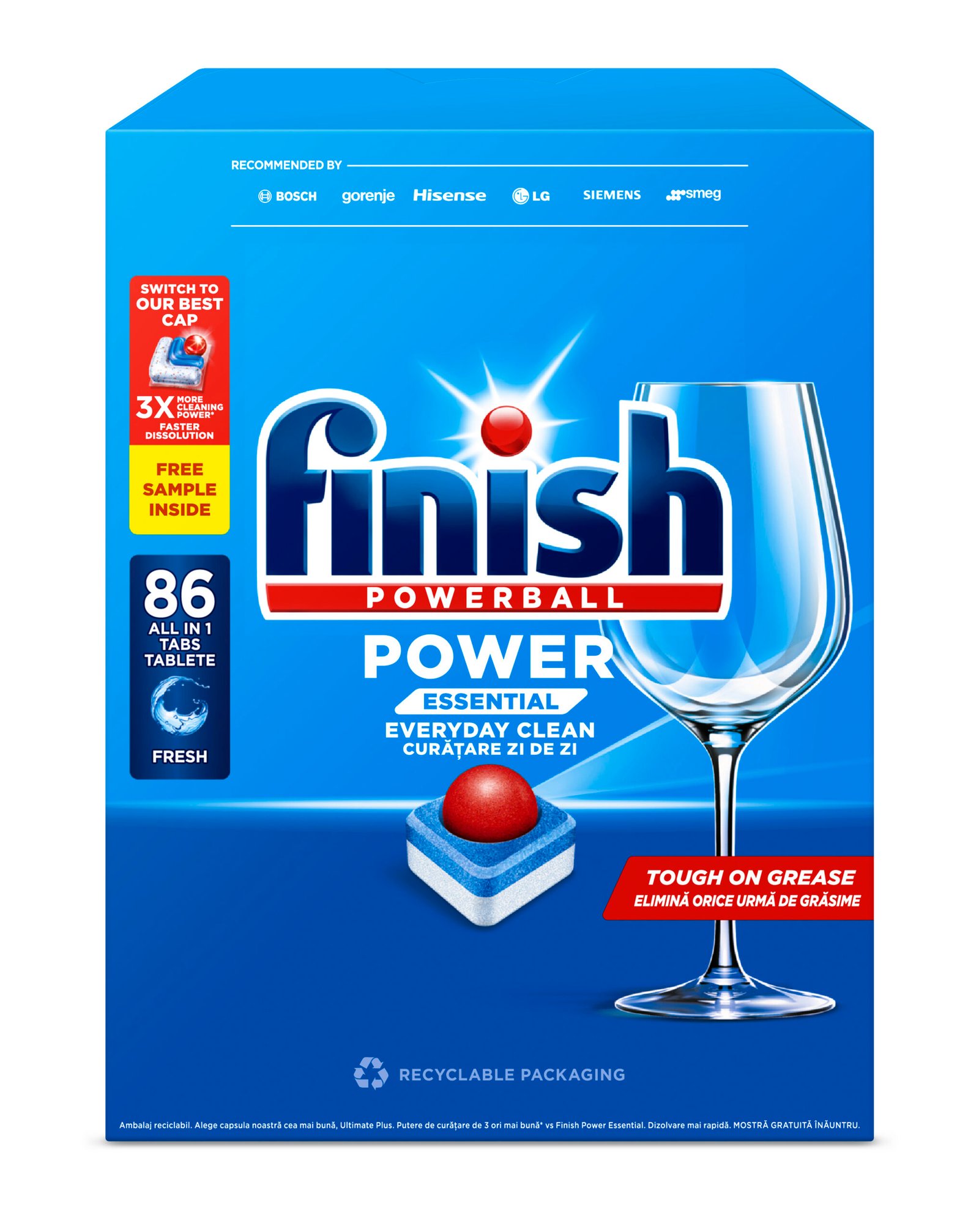 Finish Power Essential detergent tablete pentru mașina de spălat vase, 86 spălări – imagine 3