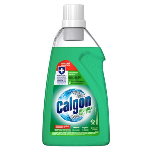 Gel anticalcar cu rol antibacterian pentru mașina de spălat Calgon Hygiene+, 1.5 L