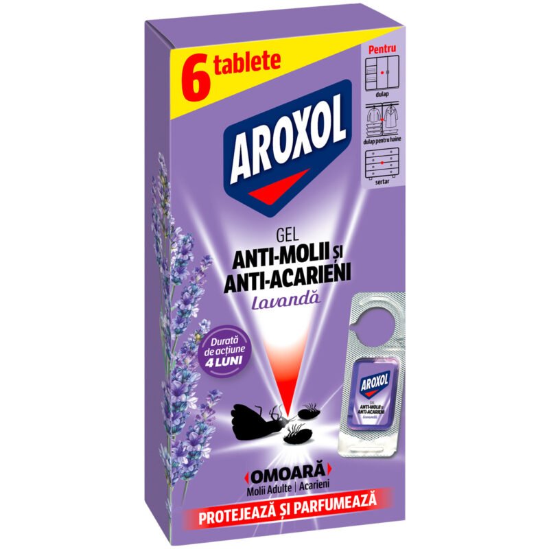 Gel anti-molii Aroxol lavandă, 6 bucăți