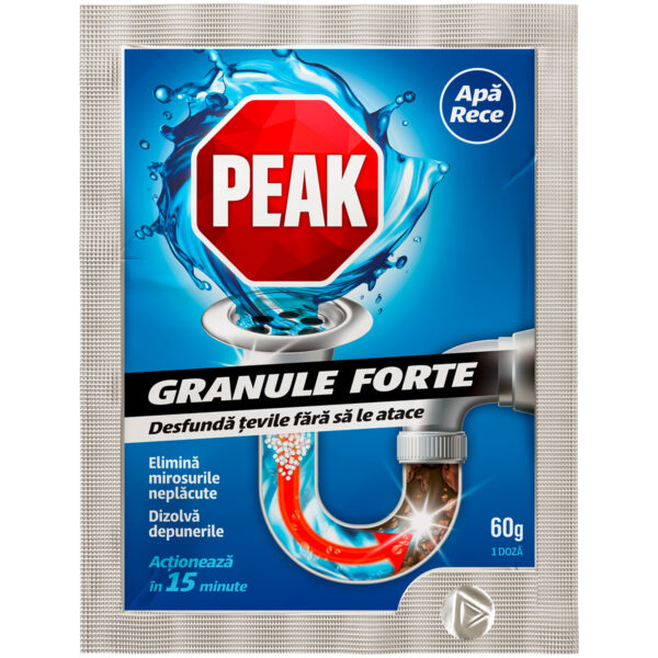 Granule Forte pentru desfundat tevile Peak Apa Rece, 60 g