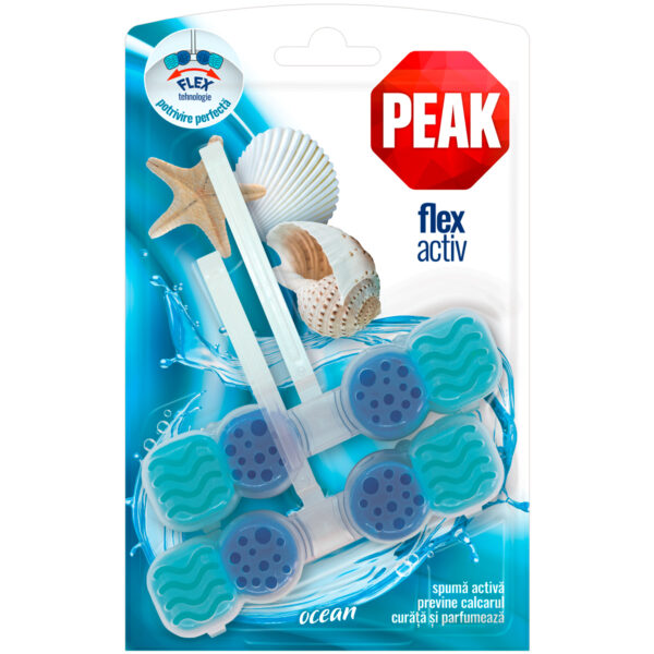 Odorizant solid pentru toaleta, Peak Flex Activ Ocean, 2 x 48 g