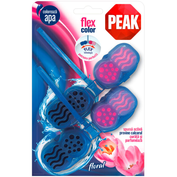 Odorizant solid pentru toaleta, Peak Flex Color Floral, 2 x 48 g