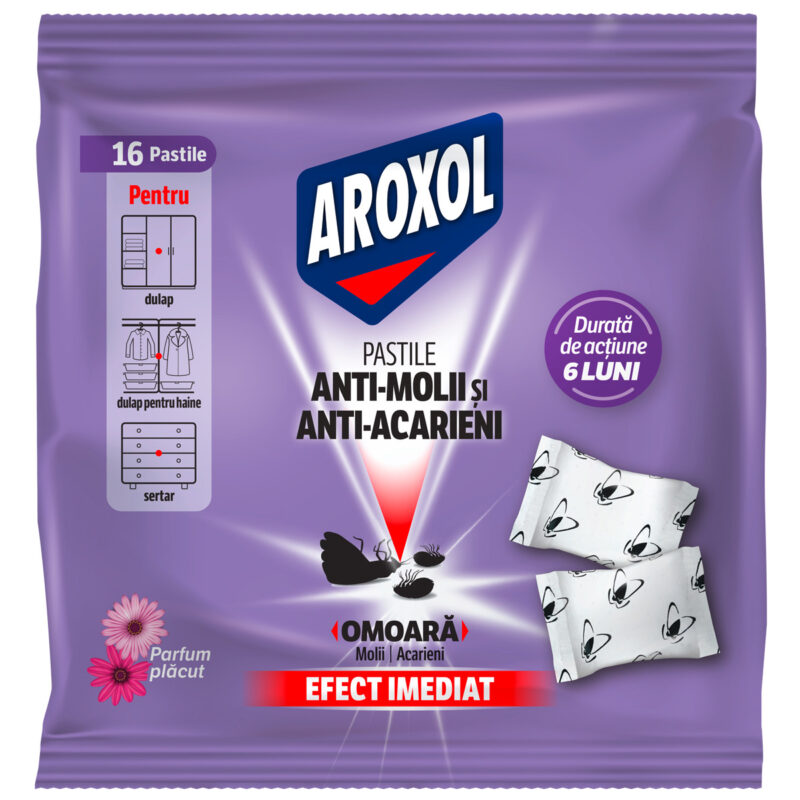 Pastile parfumate impotriva moliilor și acarienilor Aroxol, 16 bucăți