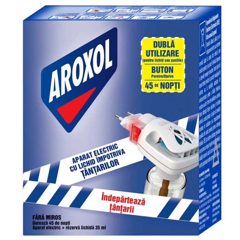 Aparat electric cu rezervă lichida impotriva tantarilor Aroxol, 45 nopti