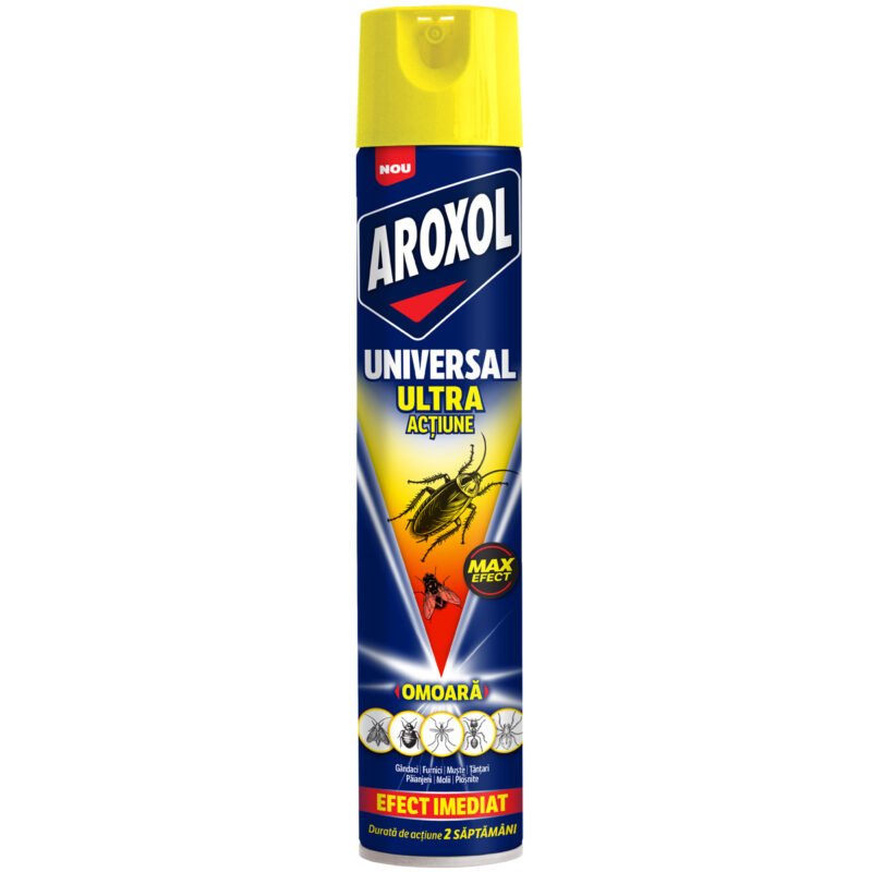 Spray Insecticid universal Ultra Actiune insecte zburatoare și taratoare Aroxol, 500 ml