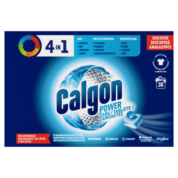 Tablete anticalcar pentru mașina de spălat Calgon 4in1, 30 tablete