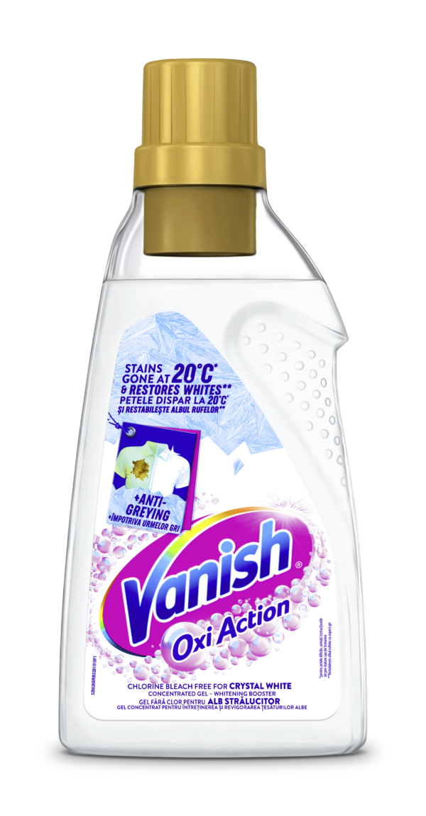 Vanish Gel concentrat cu actiune multipla pentru indepartarea petelor pentru haine albe, 750 ml
